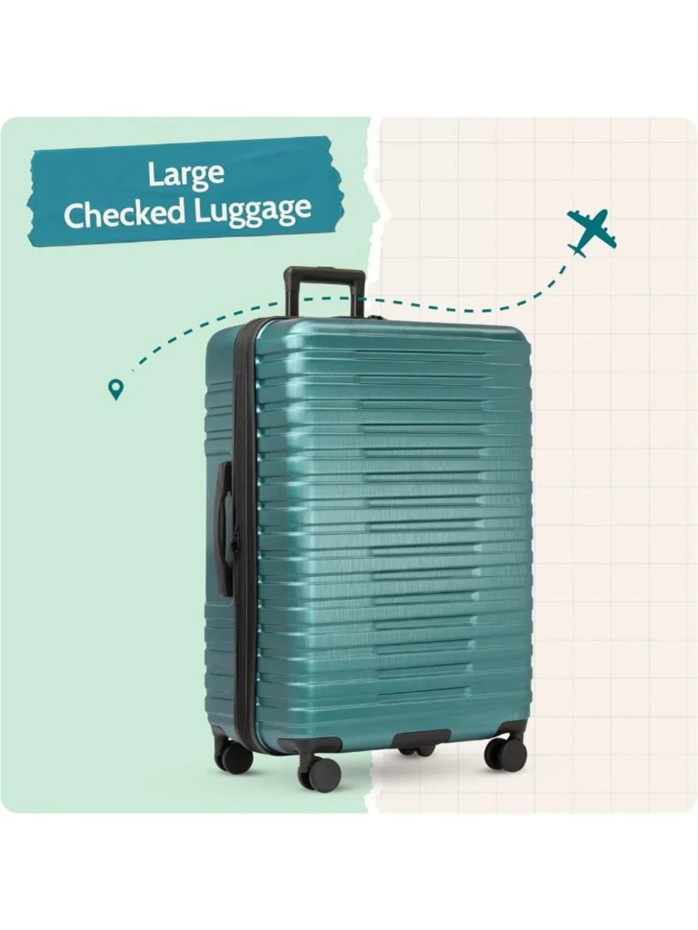 Expandable Hardside Travel Luggage with 8 Spinner Wheels, Teal, Large 30-Inch